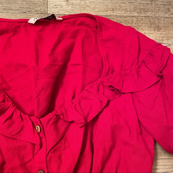 NWOT Zara daisy red crop top with puffed sleeves - Picture 7 of 10